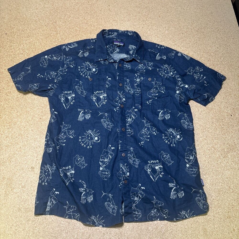 Patagonia Back Step Shirt AOP Short Sleeve Button Up Men’s Size XL